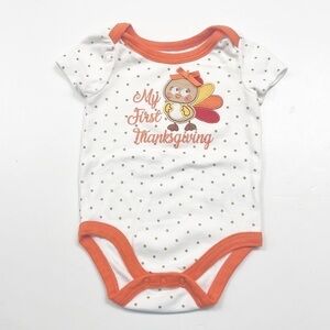 Baby Essentials My First Thanksgiving turkey polkadot baby girls bodysuit